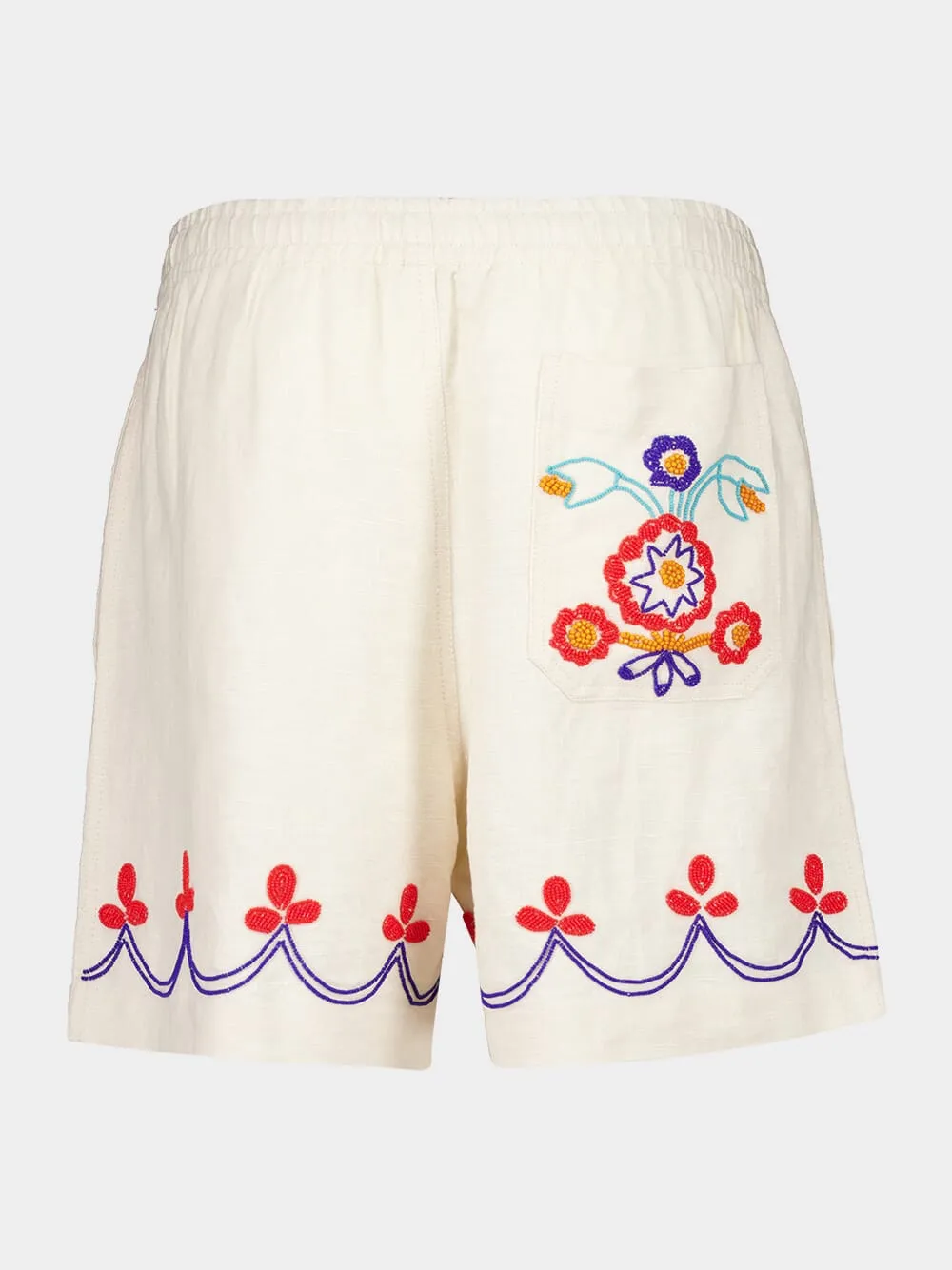 Ecru Beaded Garden Party Shorts