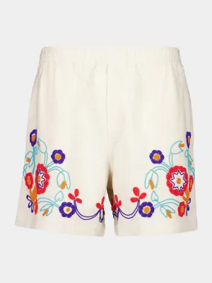 Ecru Beaded Garden Party Shorts