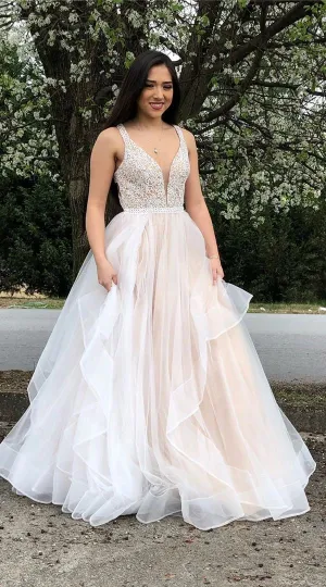 Elegant Light Champagne Ball Gown Prom Dress