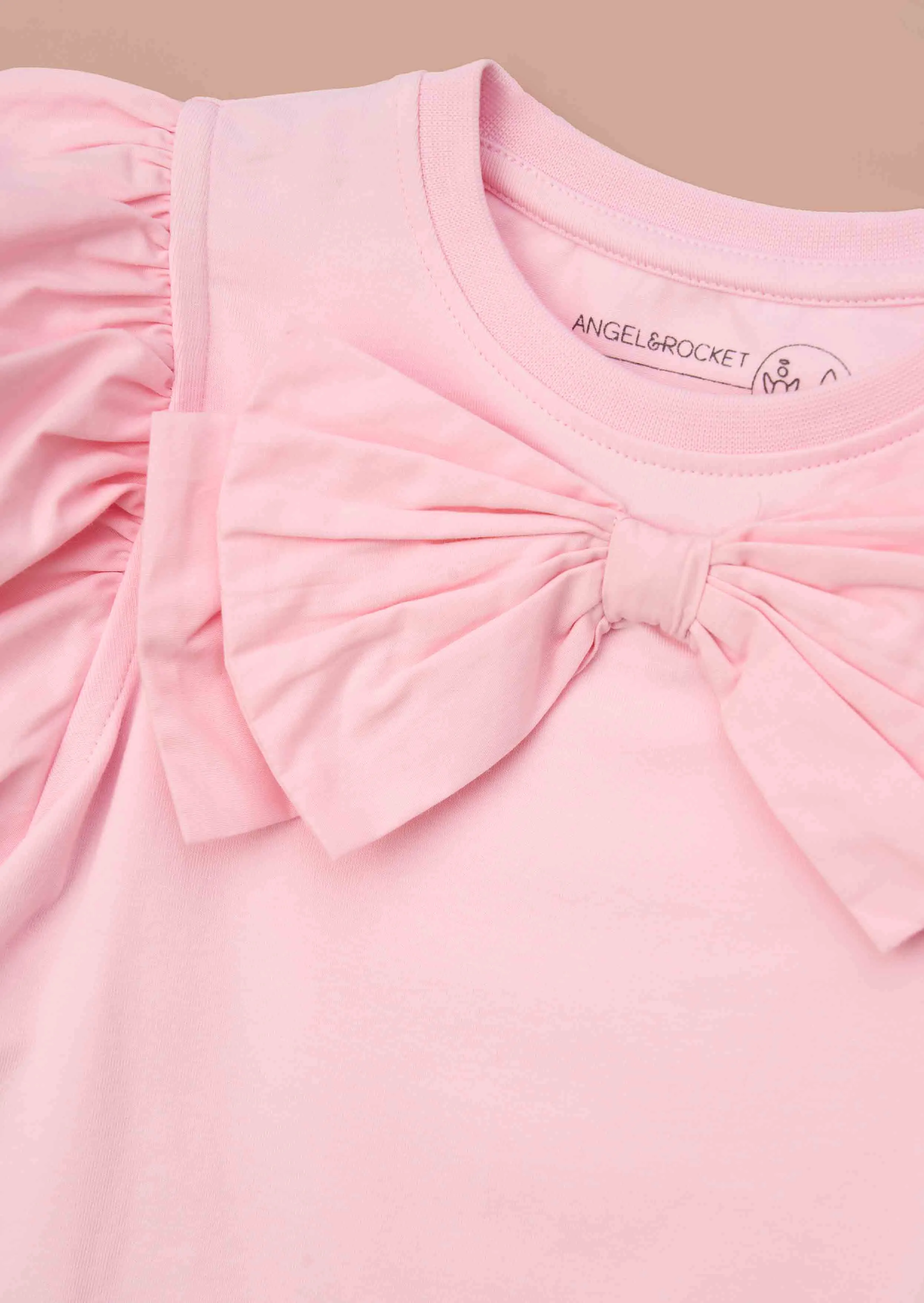 Eleri Pink Bow Puff Sleeve Top