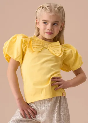 Eleri Yellow Bow Puff Sleeve Top
