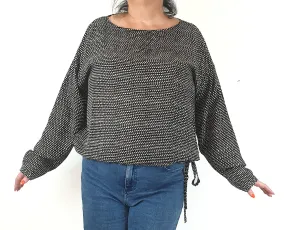 Elk black and white print long sleeve top size 18