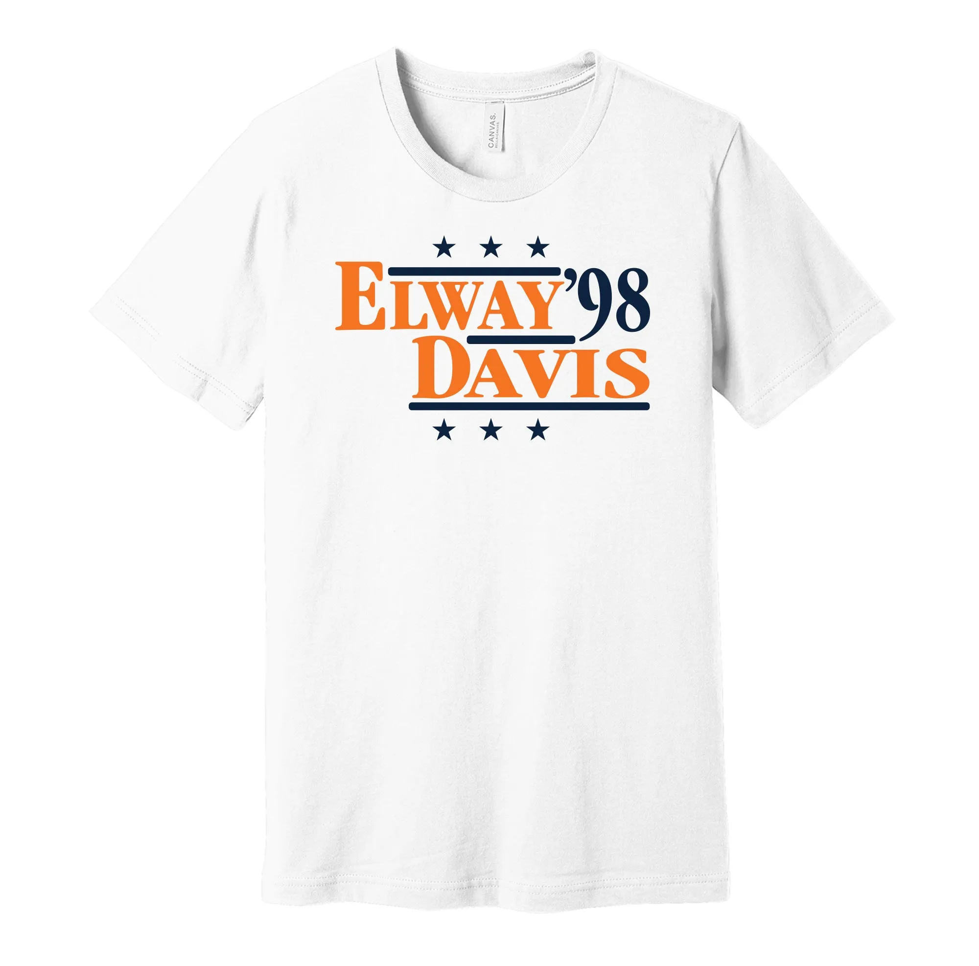 Elway & Davis '98 - Denver Football Legends Political Campaign Parody T-Shirt - Hyper Than Hype Shirts