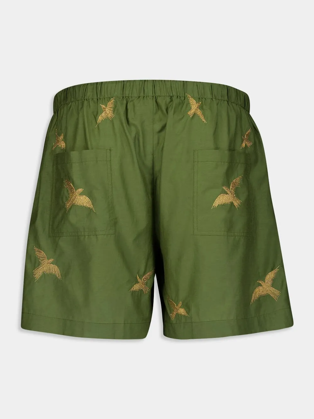Embroidered Birds Columbus Shorts