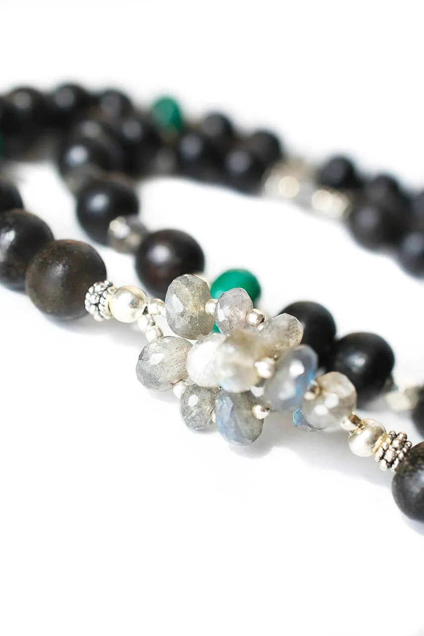 Emerald And Diamond Bead Mala Necklace