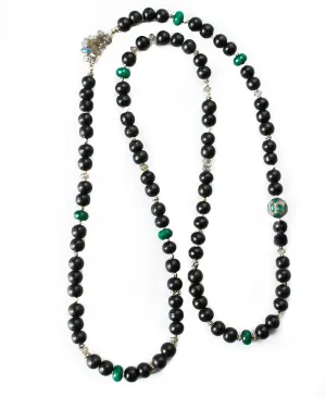 Emerald And Diamond Bead Mala Necklace