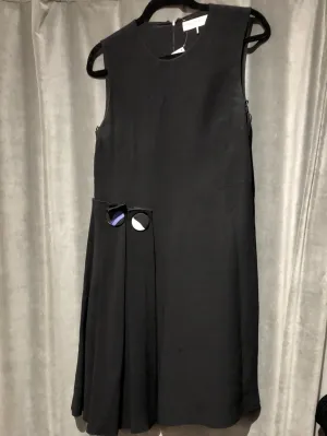 Emilio Pucci Black A-line dress with side pleats and oversized buttons