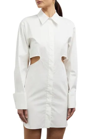 Everett Mini Shirt Dress in White