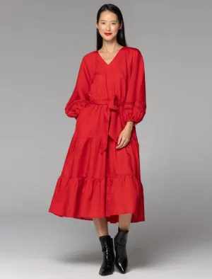 Fate   Becker Faraway Tiered Midi | Cherry Red