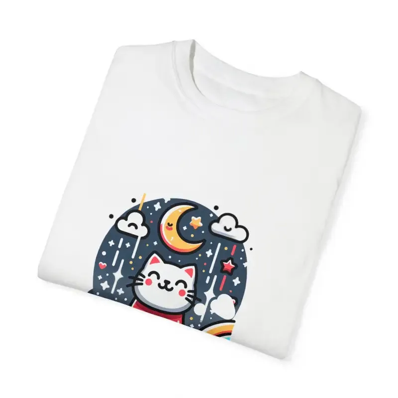 Feline Chic Adorable Cat Unisex Garment Dyed Tee