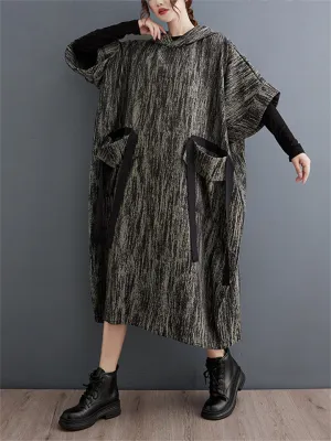 Female Hip-Hop Oversized Hooded Dress with Large Pocket