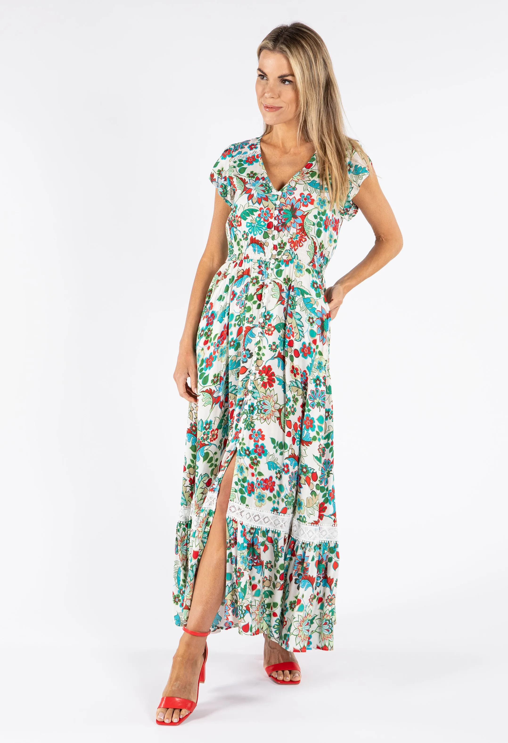 Floral Crochet Detail Maxi Dress