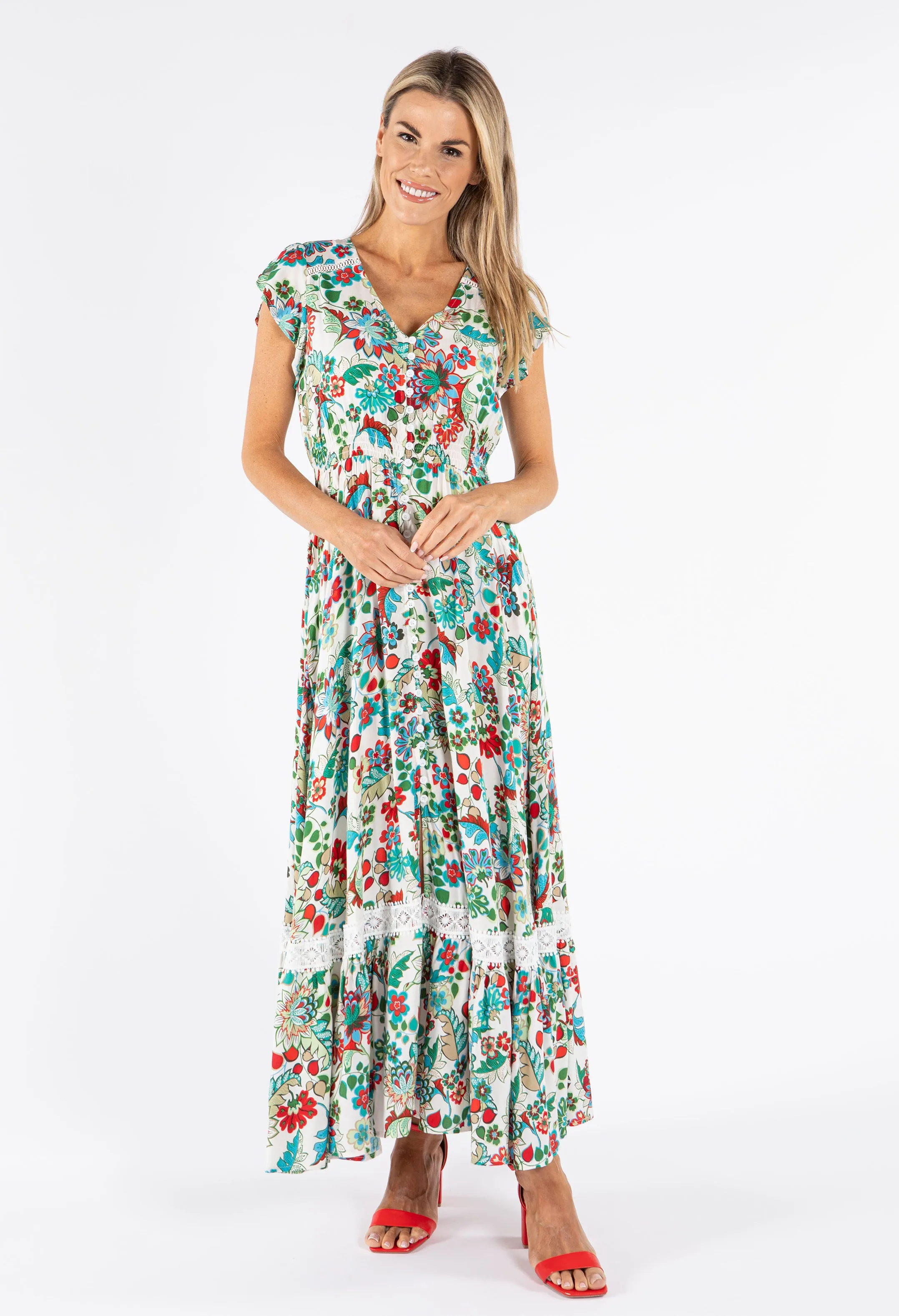 Floral Crochet Detail Maxi Dress