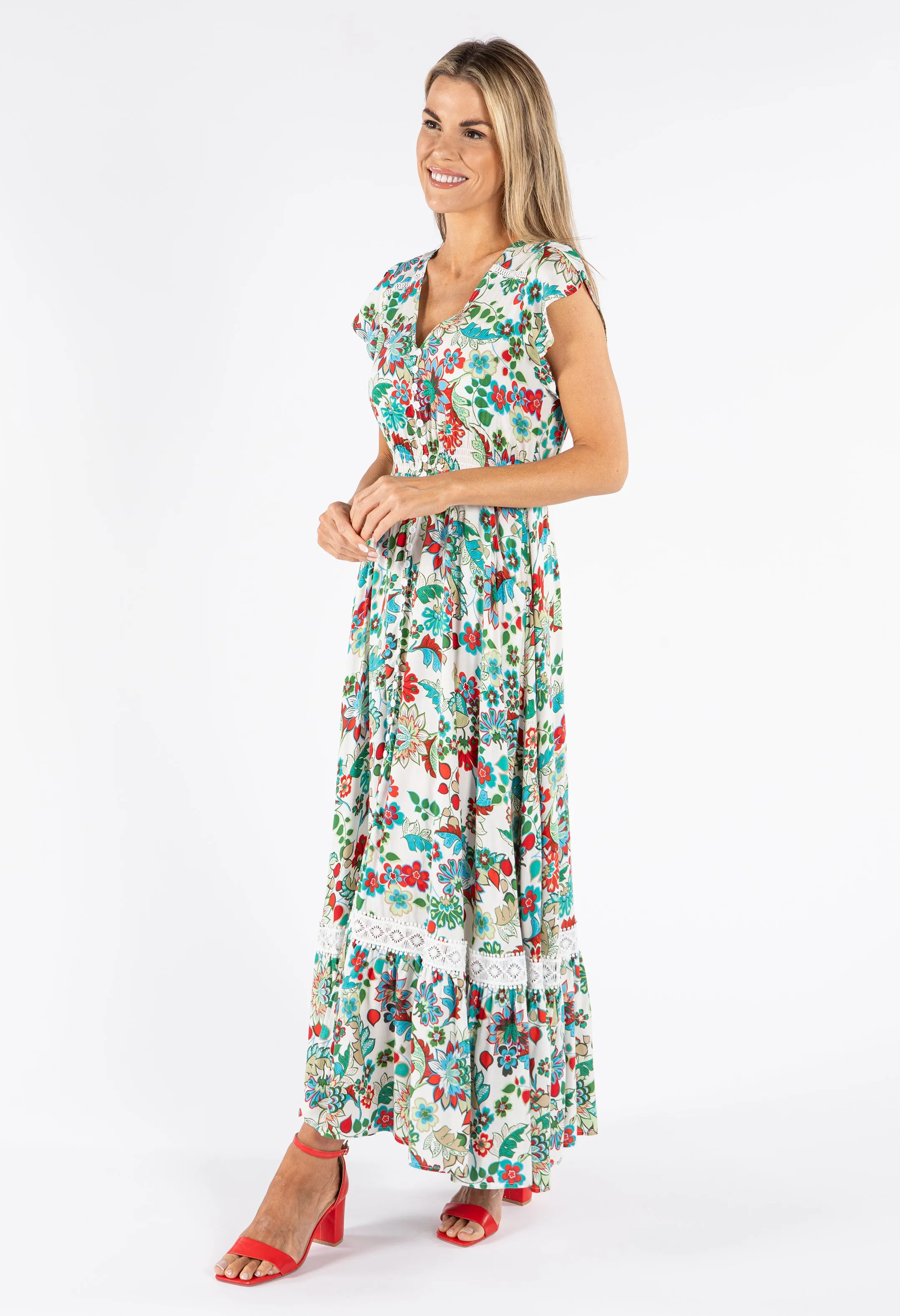 Floral Crochet Detail Maxi Dress