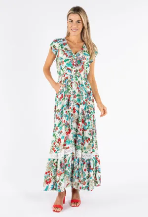 Floral Crochet Detail Maxi Dress