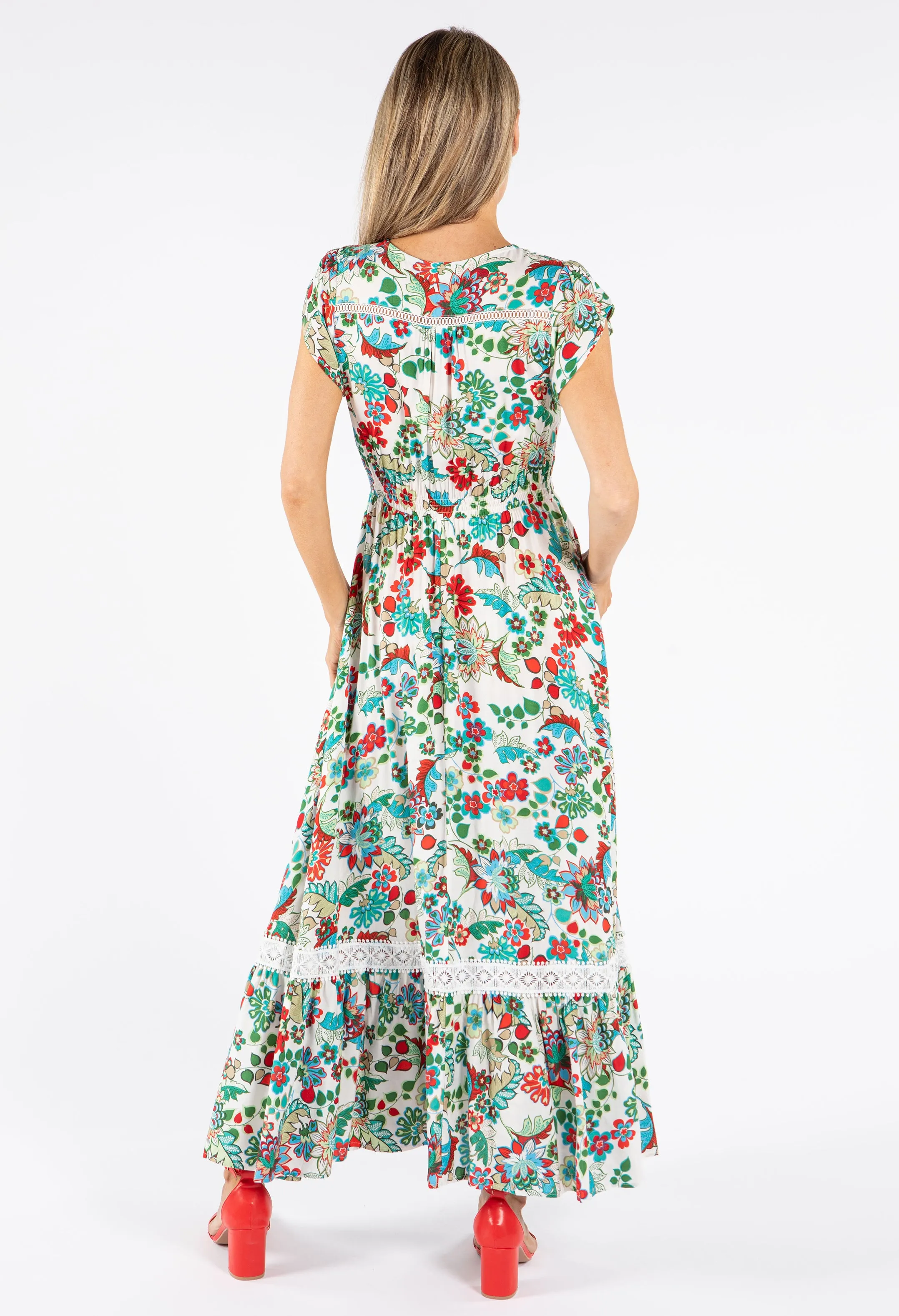 Floral Crochet Detail Maxi Dress