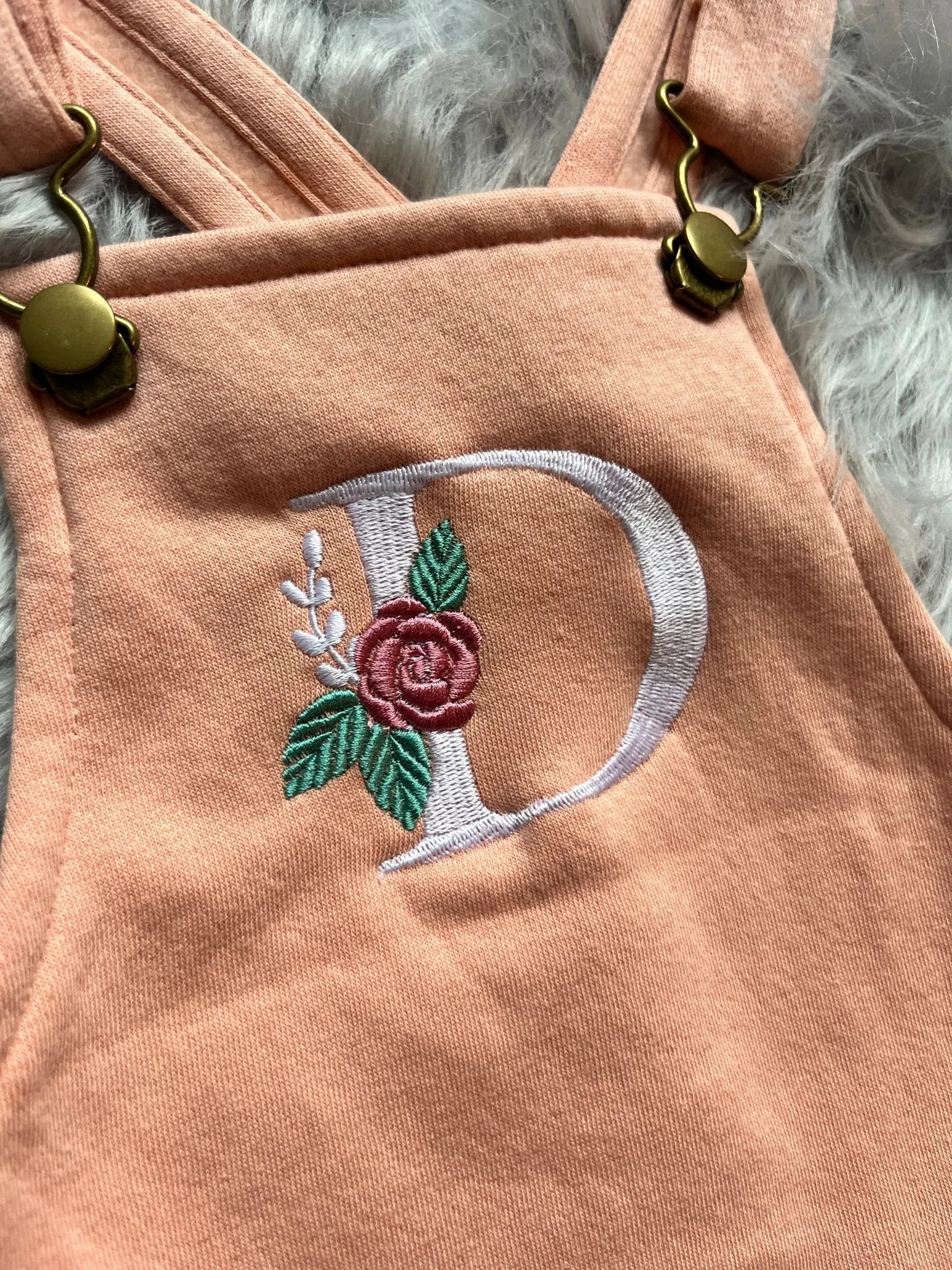 Floral initial personalised dungaree Dress - various colours