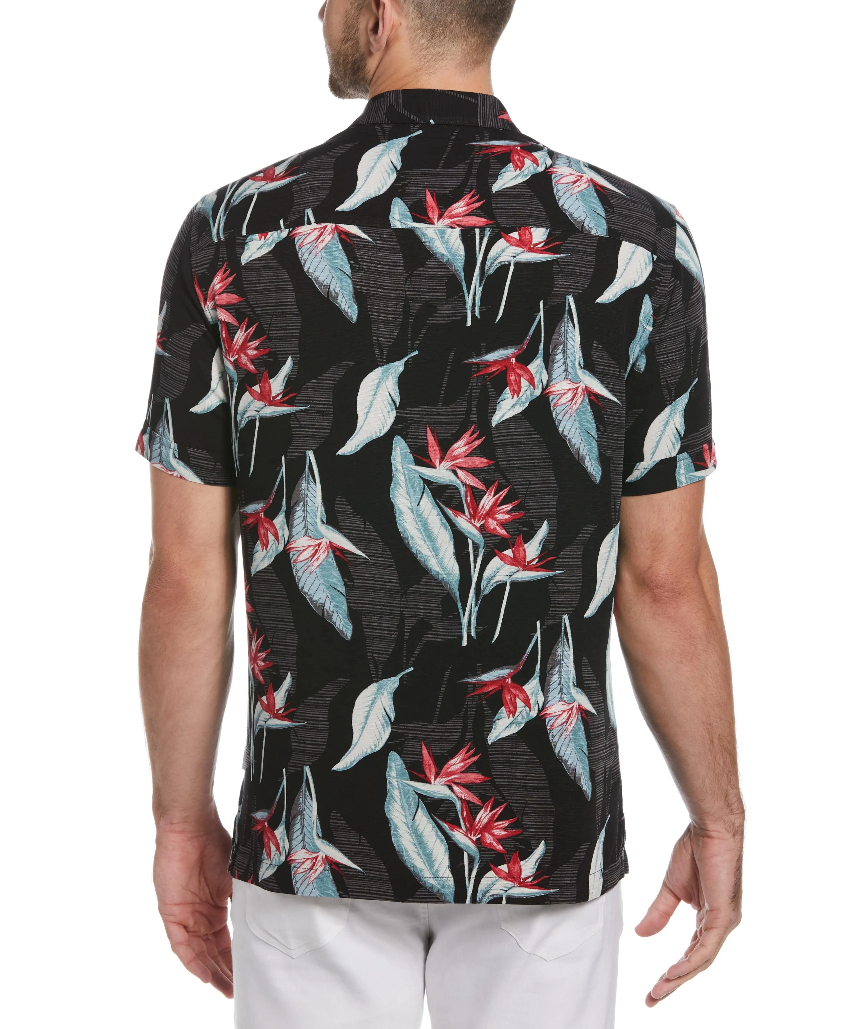 Floral Print Textured Tropical Shirt