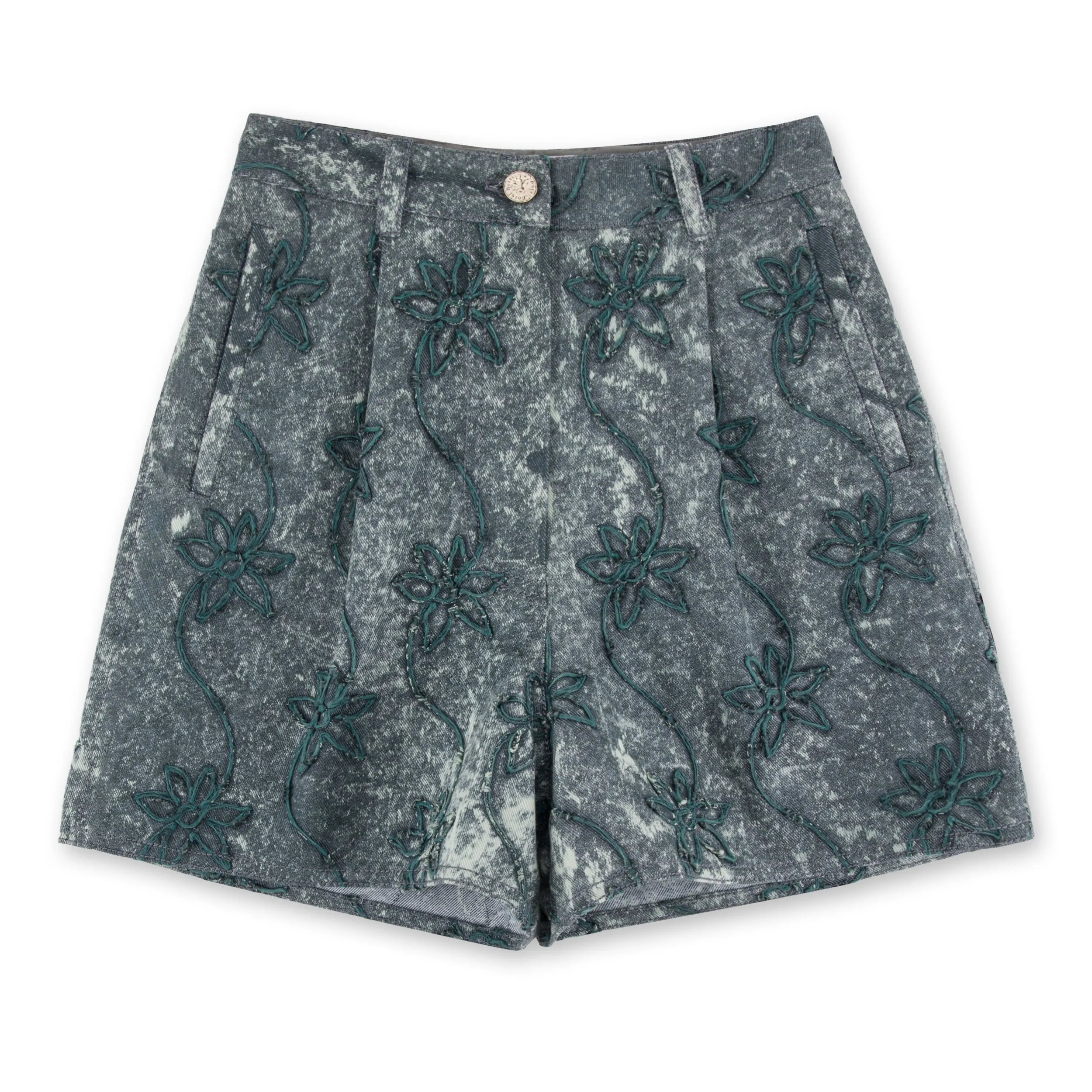 Flower Denim Shorts  (Try-on)