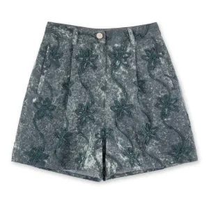Flower Denim Shorts  (Try-on)