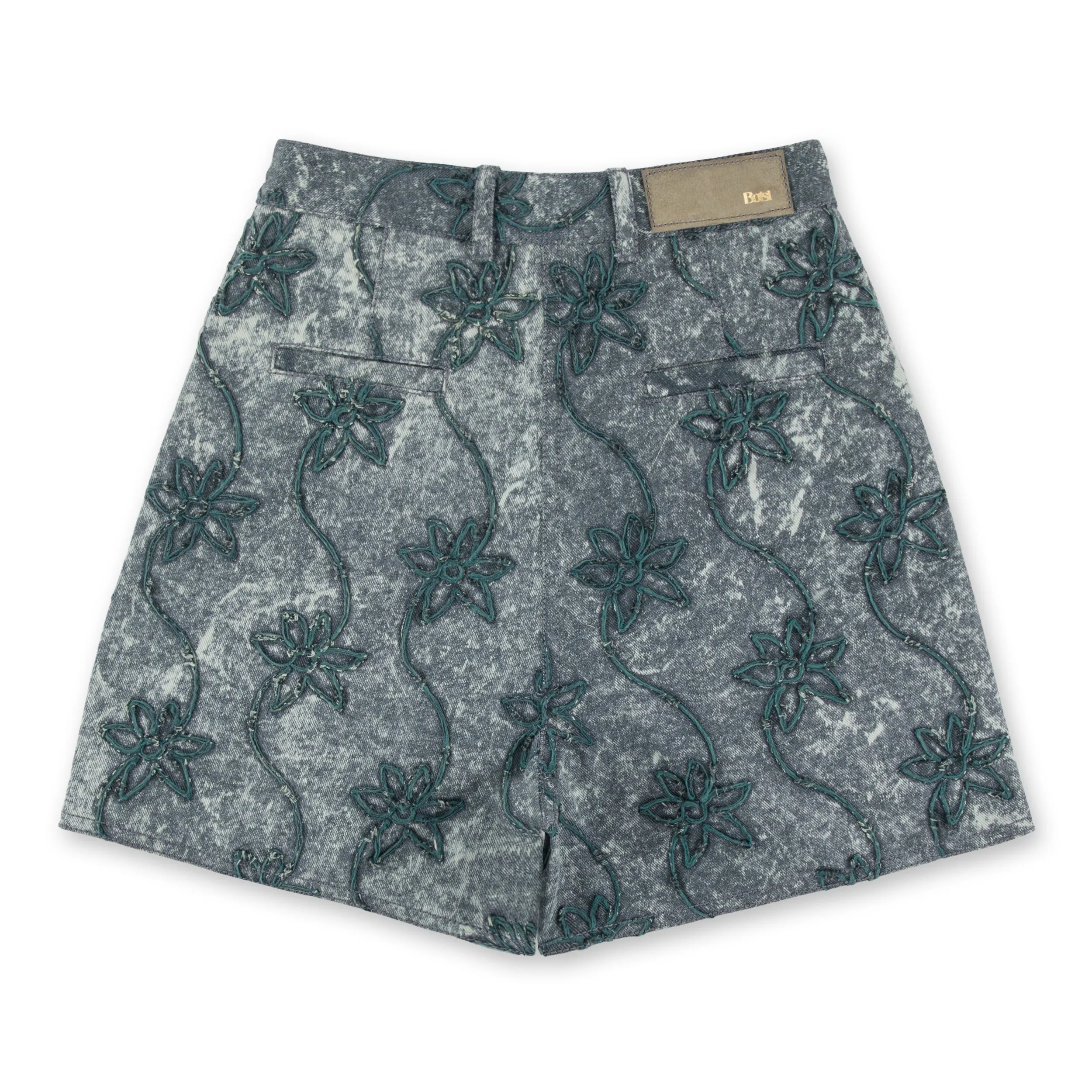 Flower Denim Shorts  (Try-on)