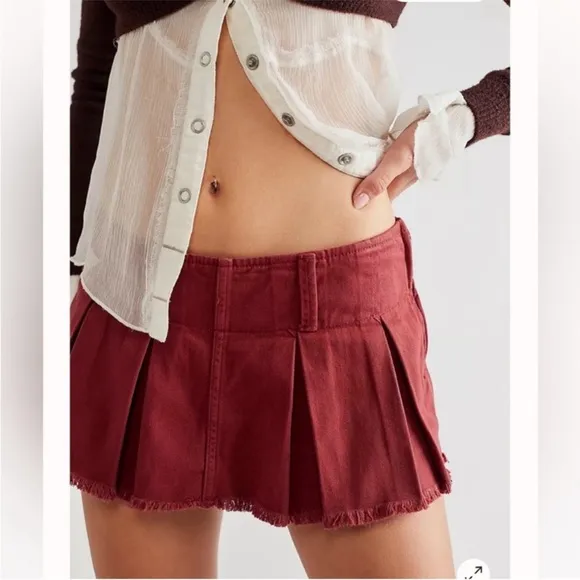 Free People! Corduroy Pleated Micro Mini Skort Skirt NWT!