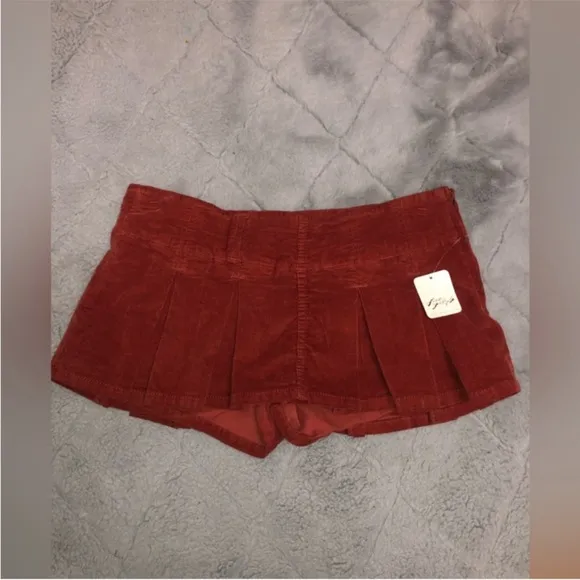 Free People! Corduroy Pleated Micro Mini Skort Skirt NWT!
