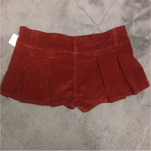 Free People! Corduroy Pleated Micro Mini Skort Skirt NWT!