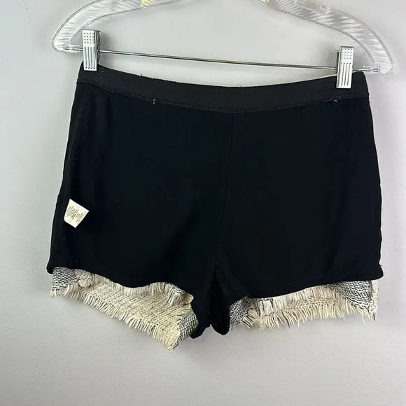 Free People Tweed High Waist Frayed Hem Lined Shorts Size 0 Minimalist Vanilla