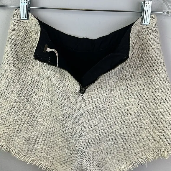 Free People Tweed High Waist Frayed Hem Lined Shorts Size 0 Minimalist Vanilla
