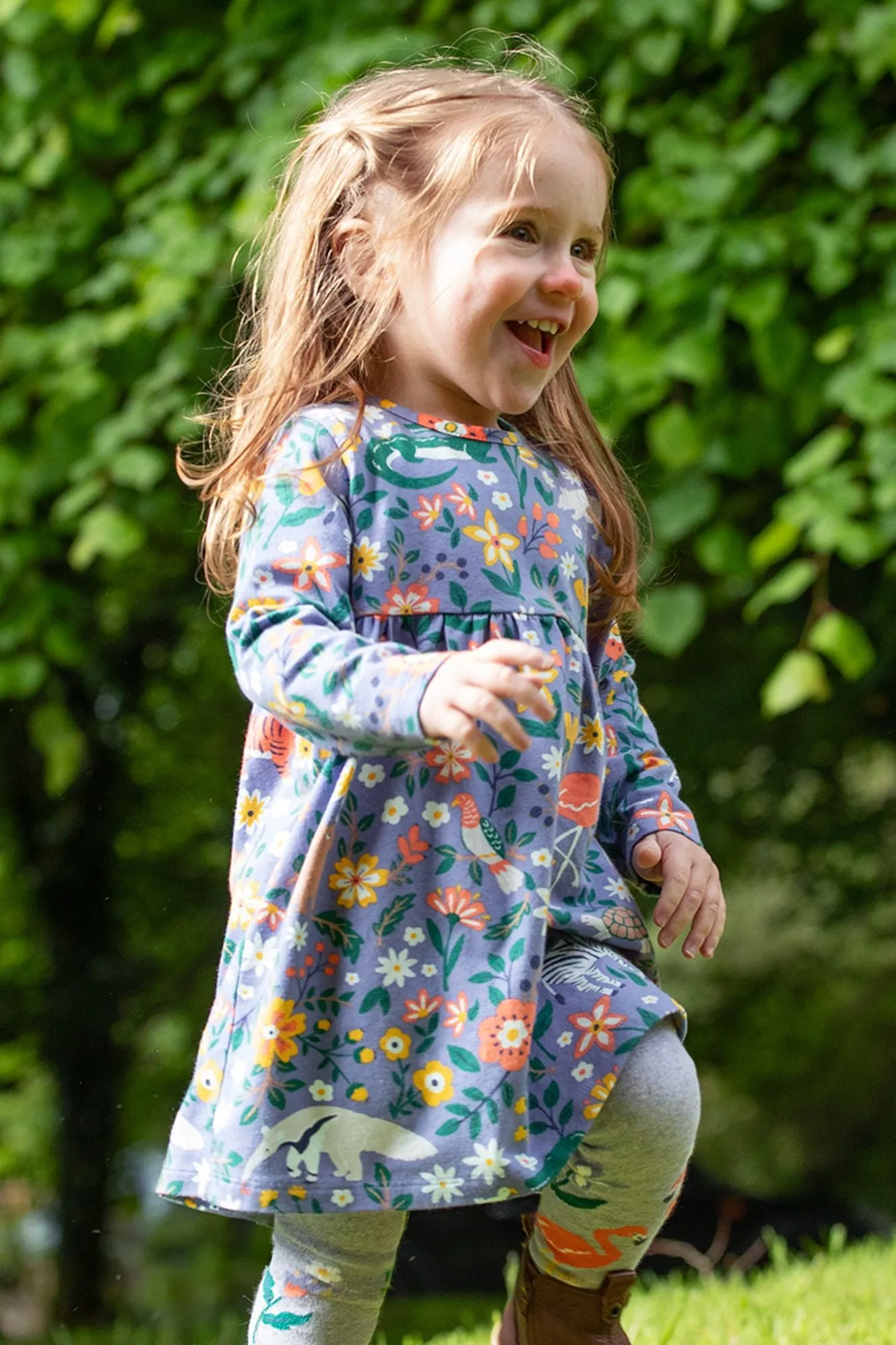Frugi Dee Infant Dress 500137A4rffr Rainforest Friends
