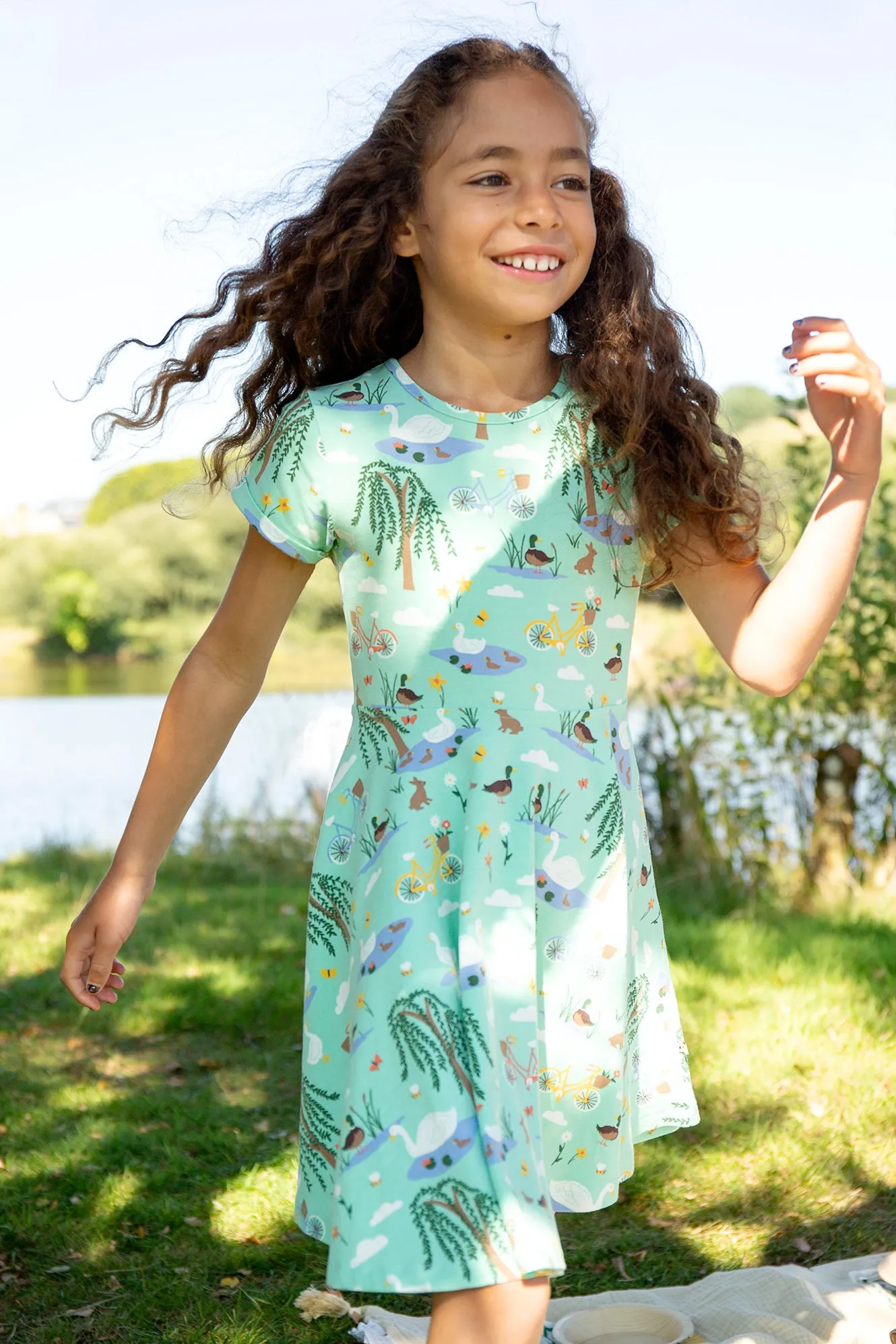 Frugi Spring Skater Dress Duck Pond