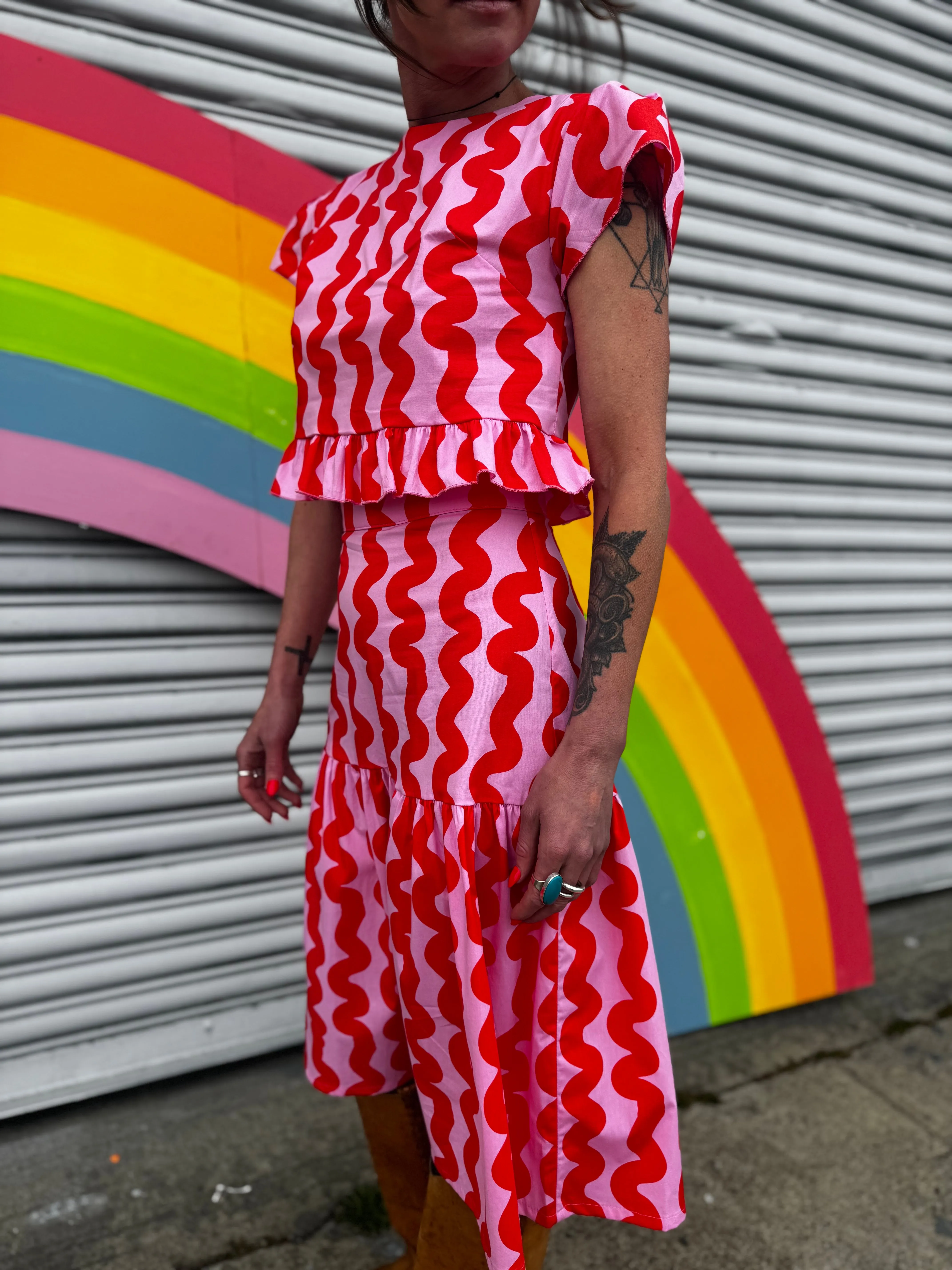 Gail Skirt Pink Squiggle