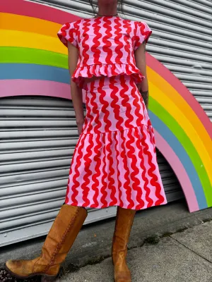 Gail Skirt Pink Squiggle