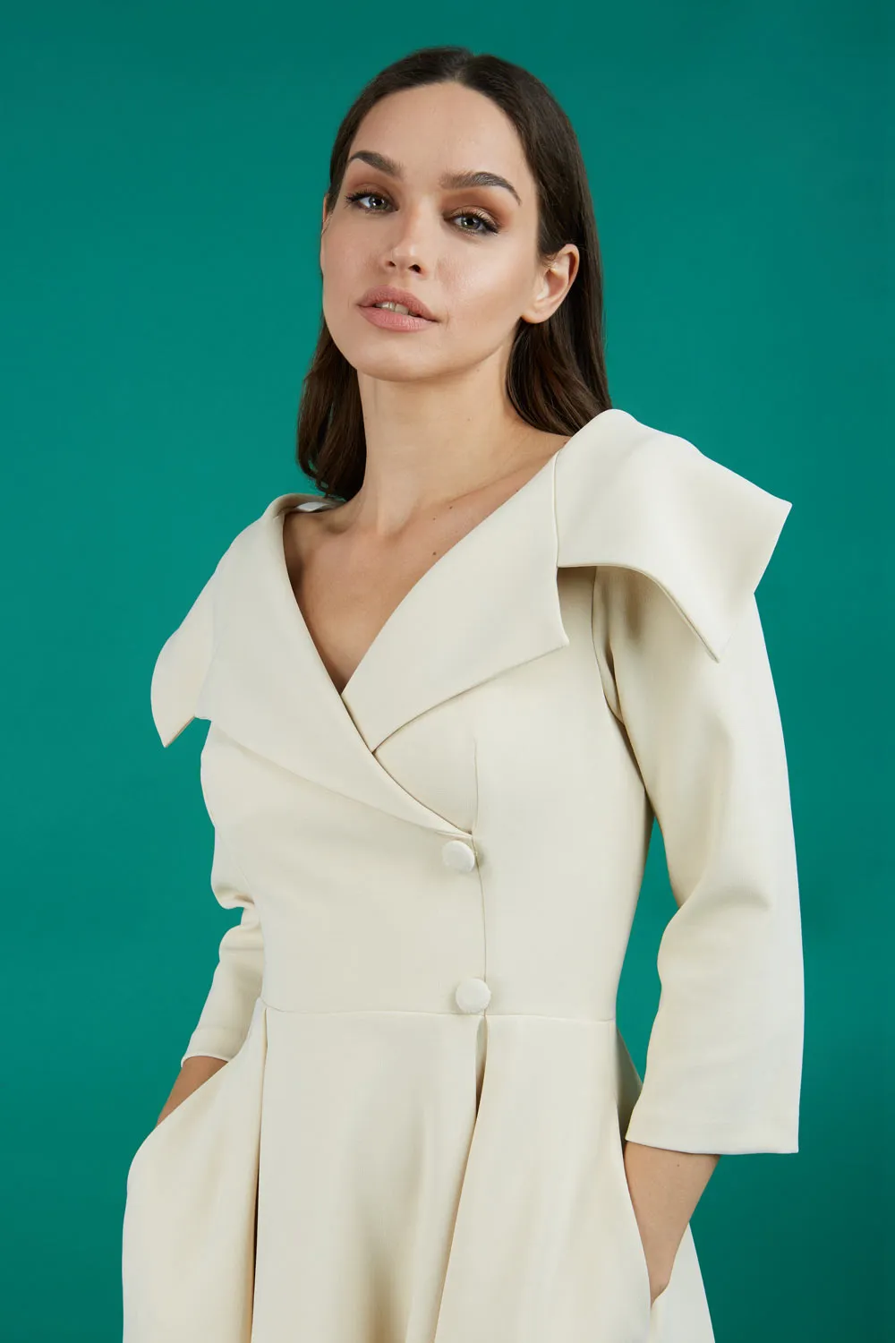 Gatsby Sleeved Oversized Collar Swing Dress