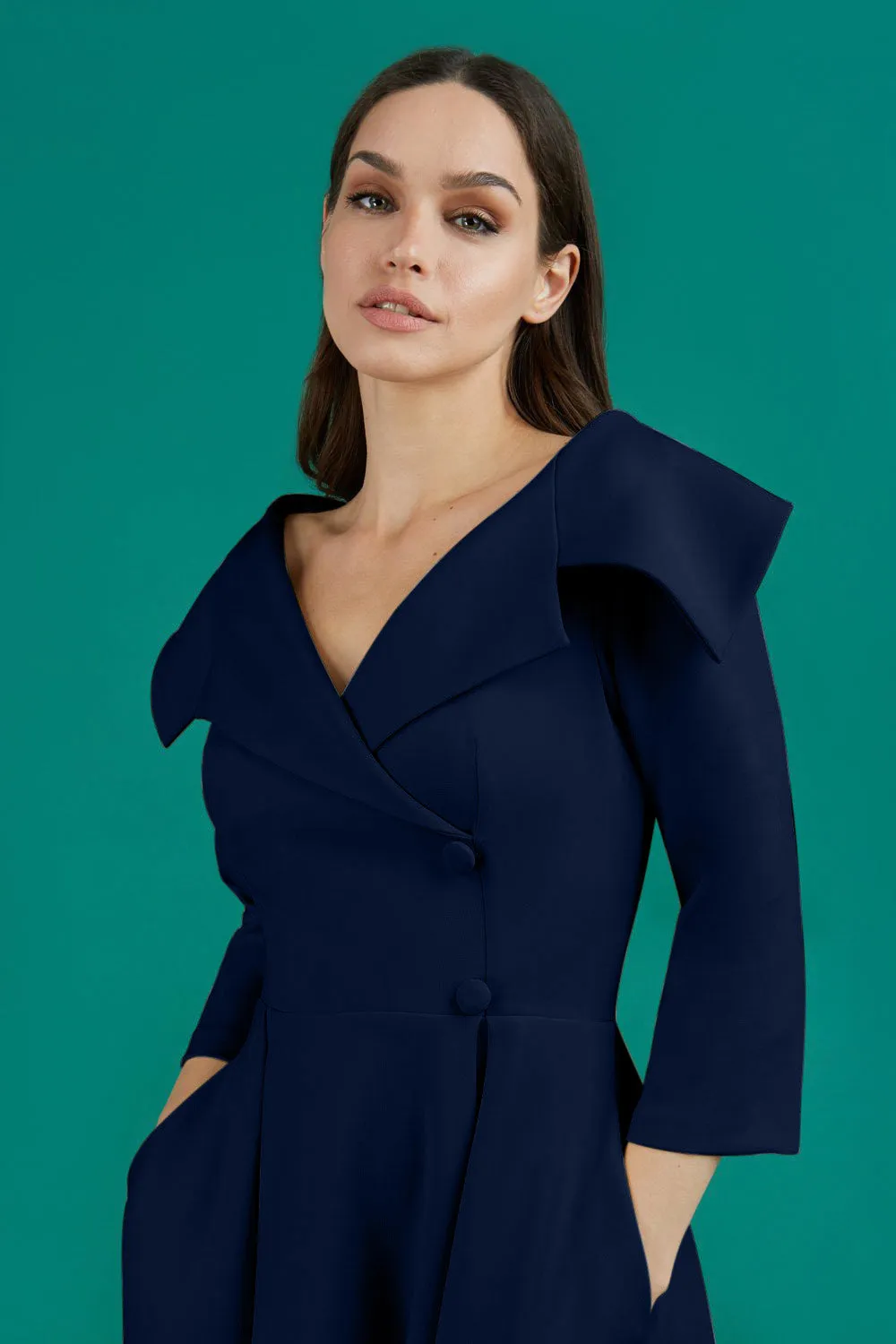 Gatsby Sleeved Oversized Collar Swing Dress