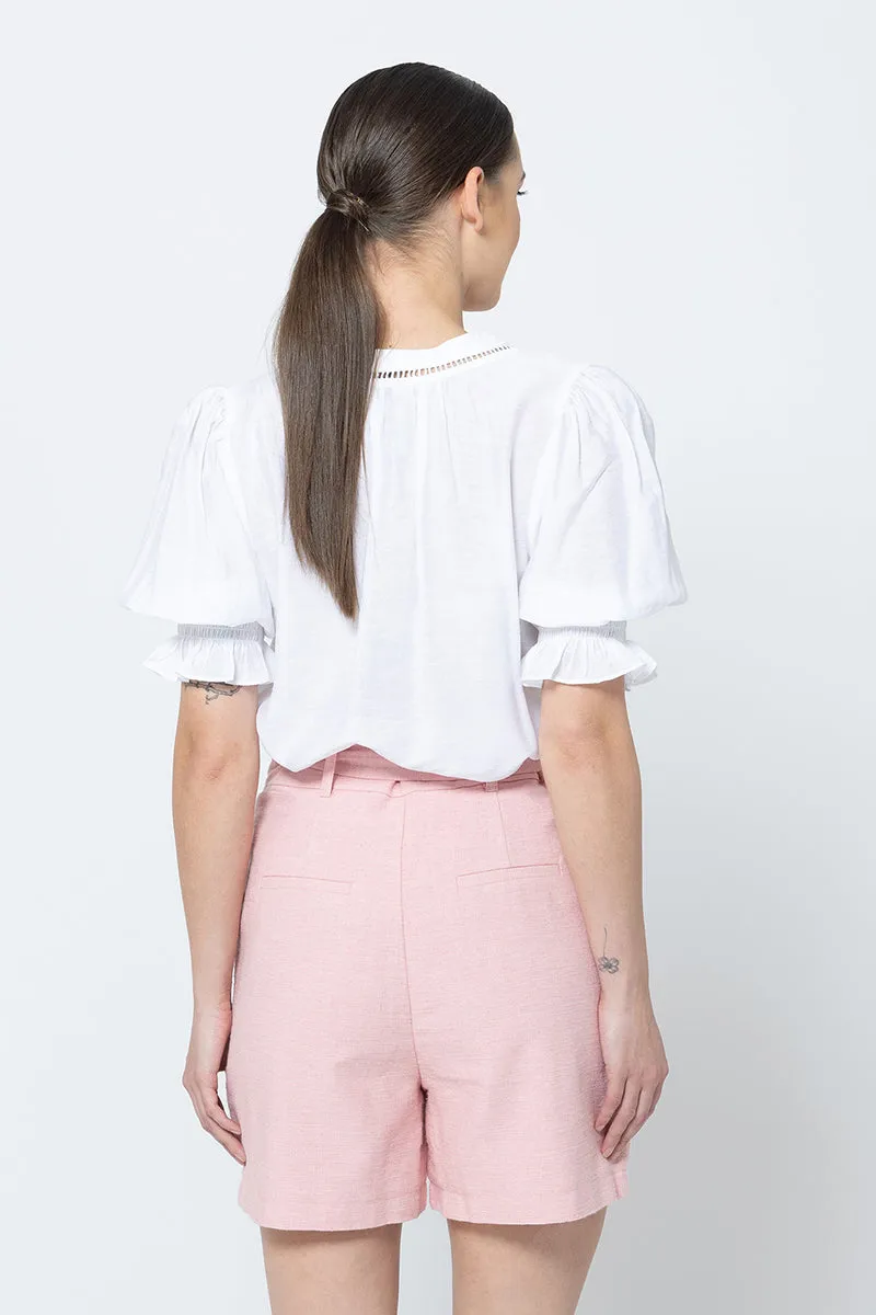 Georgie Pleated Shorts -Gelato Linen