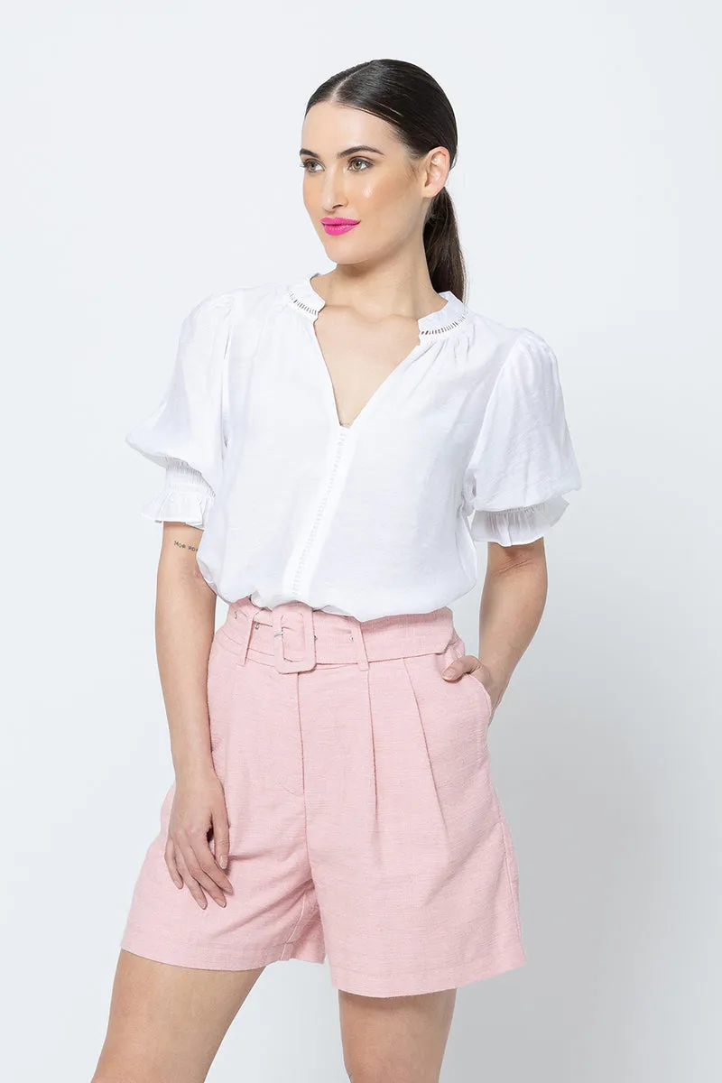 Georgie Pleated Shorts -Gelato Linen