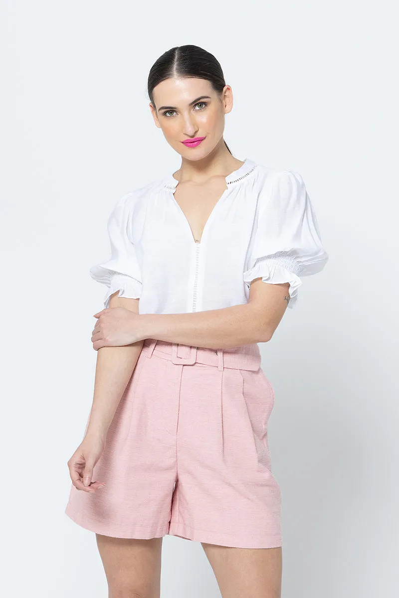 Georgie Pleated Shorts -Gelato Linen