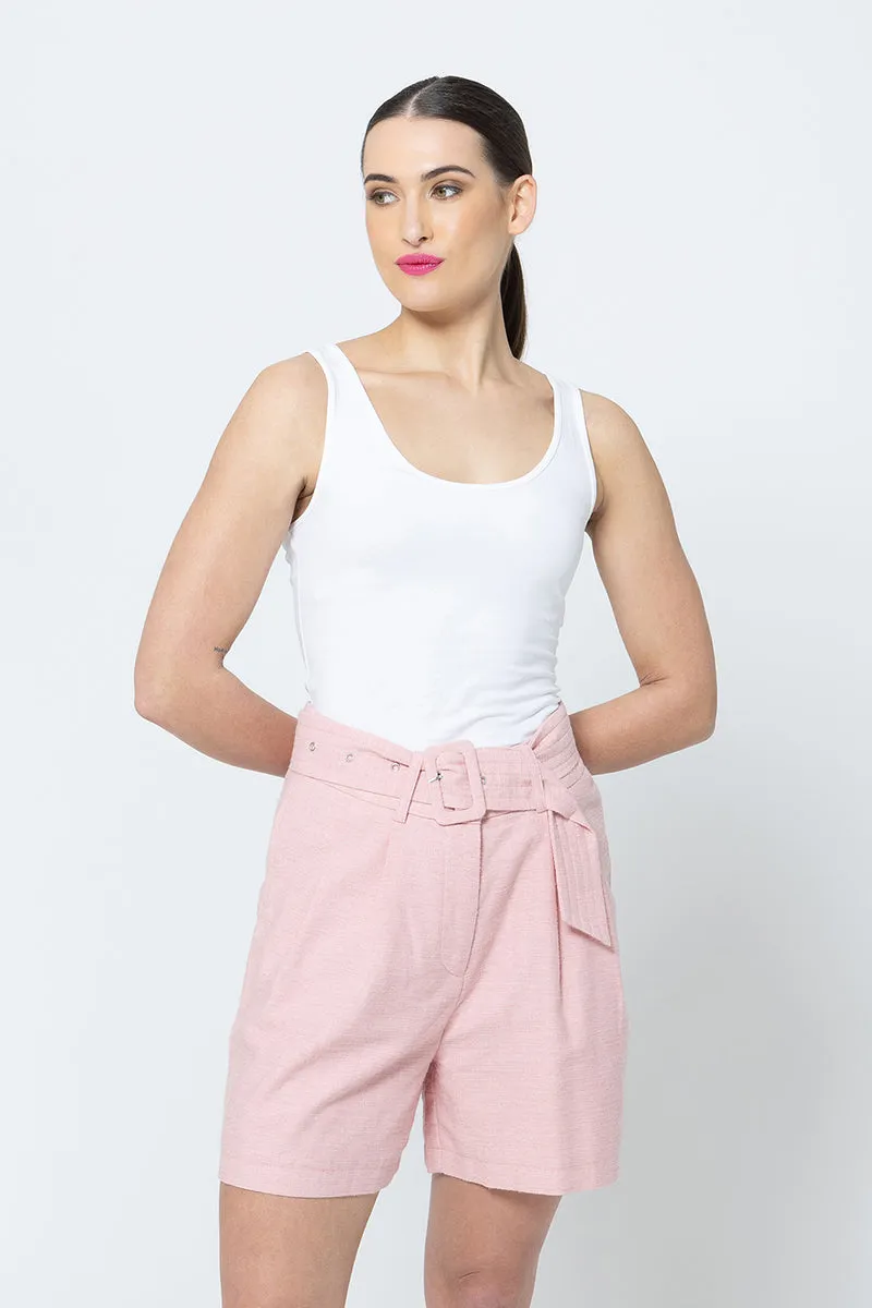 Georgie Pleated Shorts -Gelato Linen