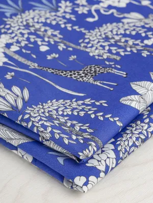 Giraffe Print Cotton Poplin - Blue   Black   White