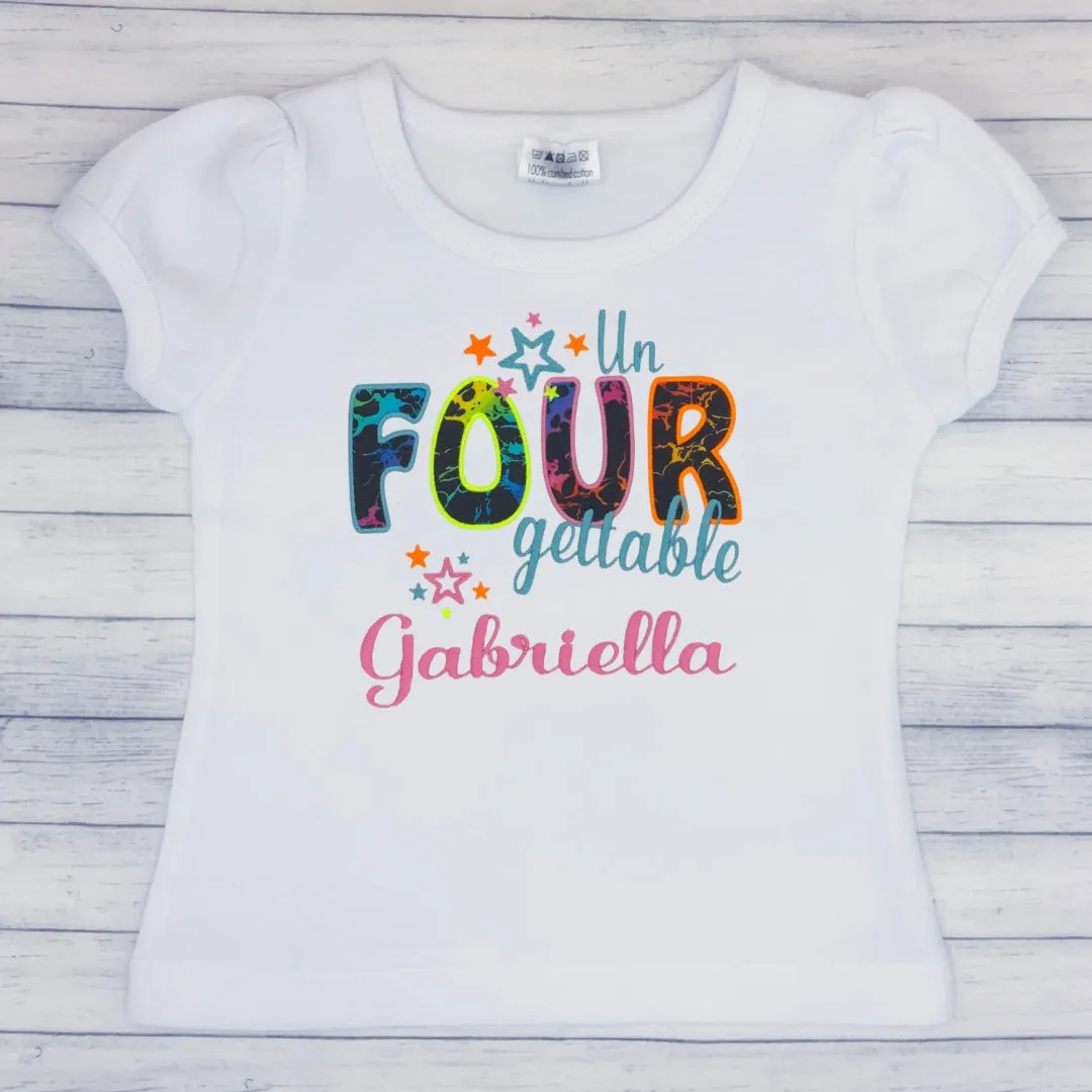 Girls Birthday Shirts Un-FOUR-gettable