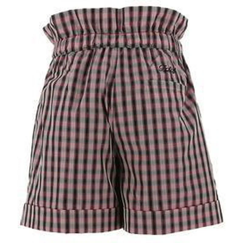 Girls Pink & Black Gingham Shorts