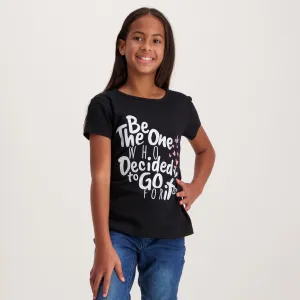Girls Printed Tee - Black