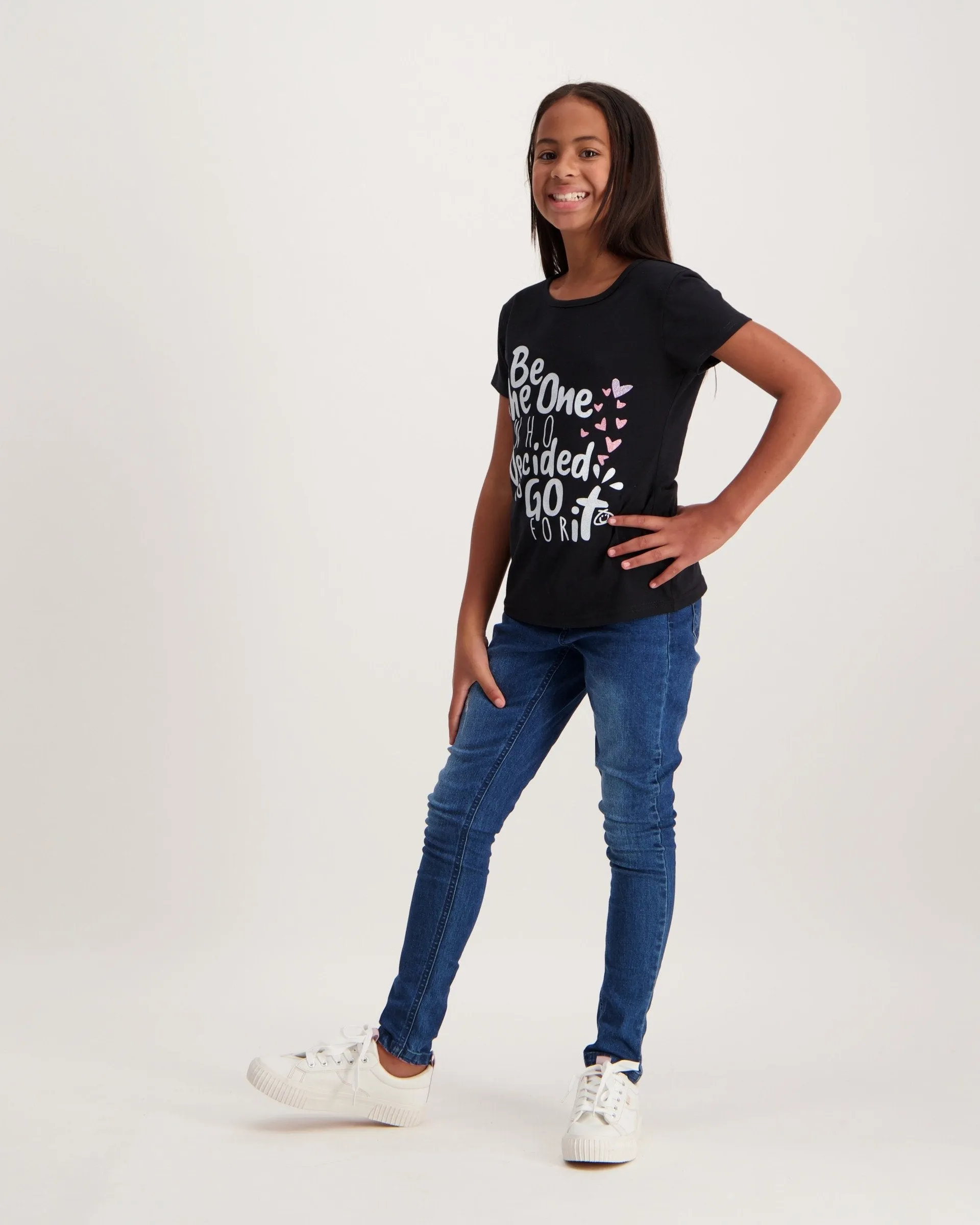 Girls Printed Tee - Black