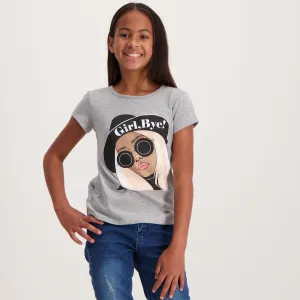 Girls Printed Tee - Grey
