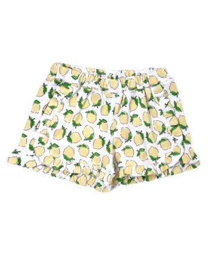 Girls Ruffle Trim Shorts - Lemon Print