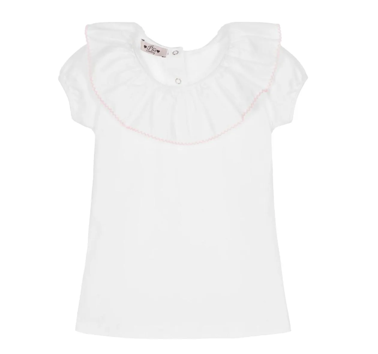 Girls White Ruffle T-Shirt