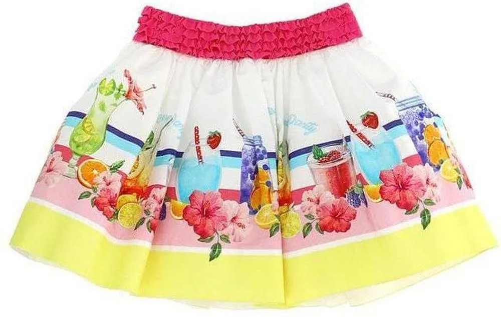 Girls White Summer Party Skirt
