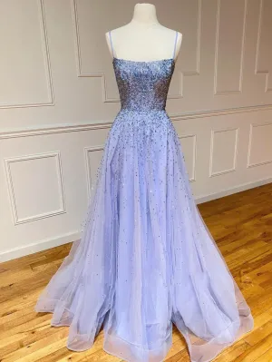 Glitter Tulle Long Prom Dresses